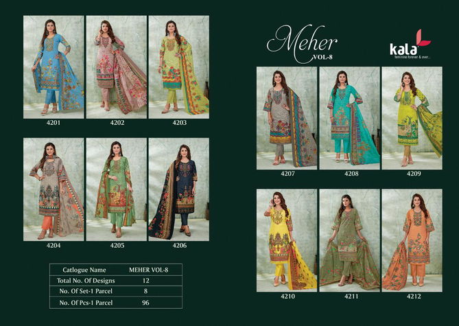 Kala Meher 8 Regular Wear Wholesale Cotton Dress Material Catalog